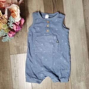 Modern Moments by Gerber Blue Sleeveless Palm Tree Size 18m Romper EUC